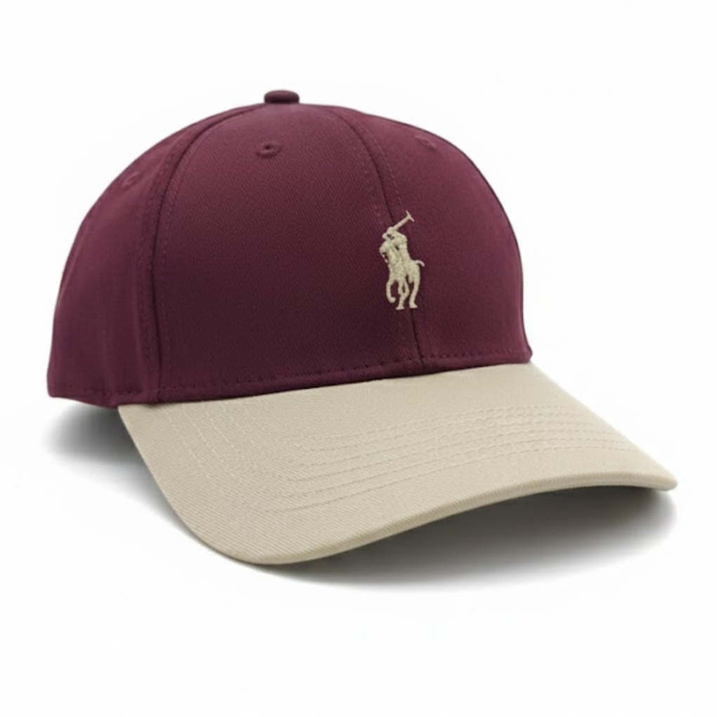 Polo Ralph Lauren Cotton Chino Ball Cap – Maroon Crown & Khaki Brim